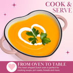 Paris Hilton Enameled Cast Iron Dutch Oven Heart-Shaped Pot with Lid, Dual Handles, Works on All Stovetops, Oven Safe to 500°F, 2-Quart, Pink