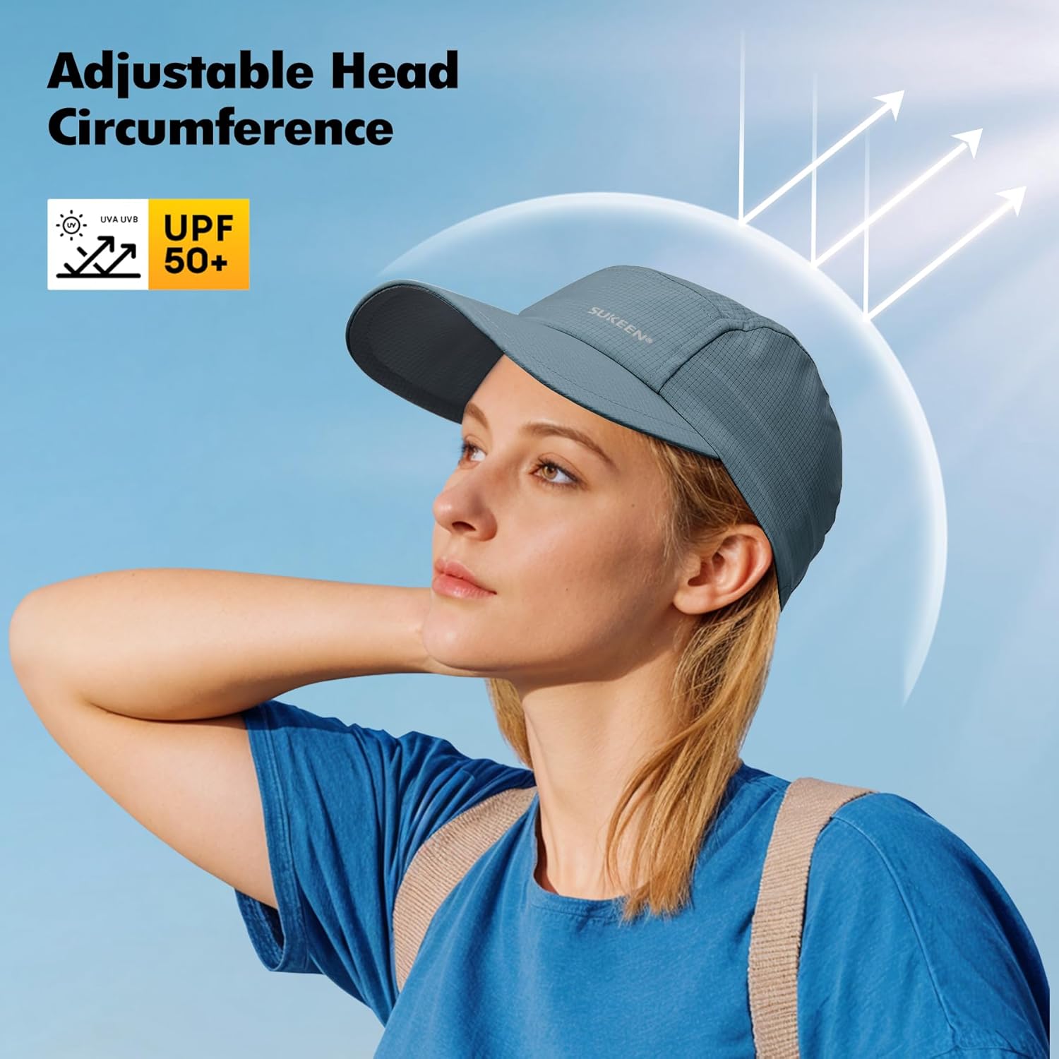 Sukeen Lightweight Sun Hat for Women Men,Quick Drying Baseball Cap UPF50+ Running Hats Foldable Sport Cap for Outdoor Daily