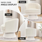 Swivel Accent Chair With Armrest, Modern 360 Degree Swivel Barrel Chair With Curve Back And Soft Cushion,Comfy Round Sherpa Teddy Armchair Single Sofa For Living Room,Bedroom,Waiting Room,Beige