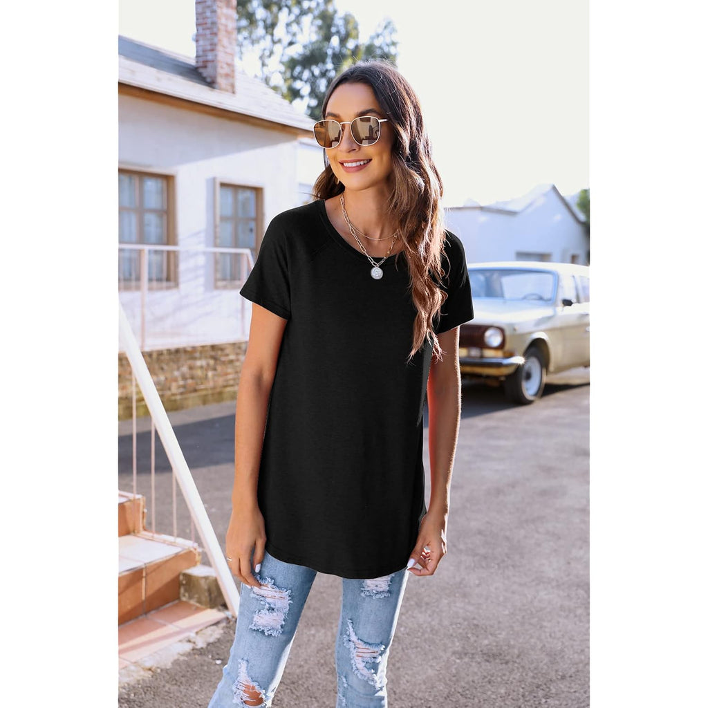 Newchoice Women's Casual Batwing Long Sleeve T Shirt Round Neck Basic Loose Tunic Tops