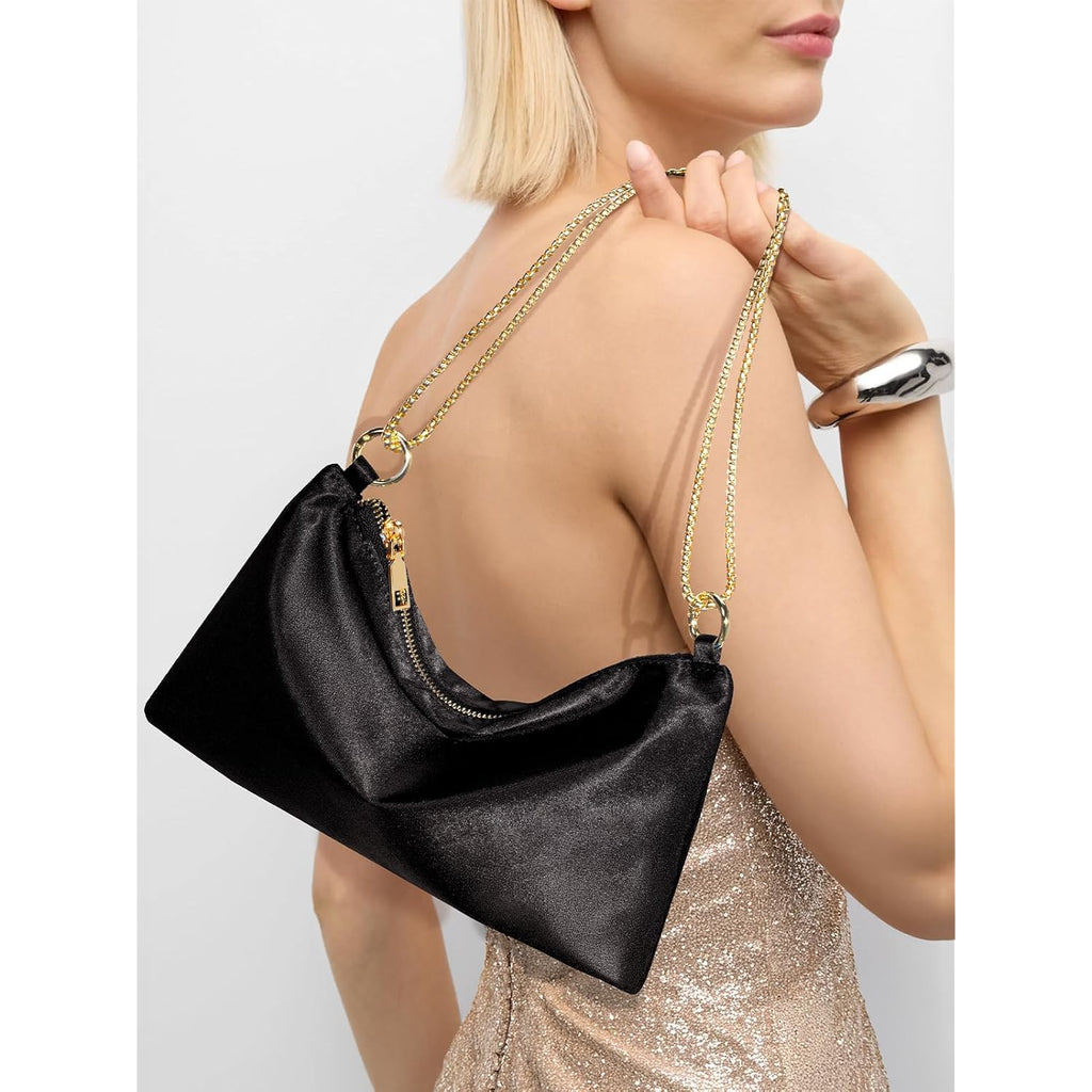 Women'S Evening Handbag Satin Shoulder Bag Purse For Prom Engagement Cocktail Party Wedding