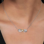 Gem Stone King 925 Silver and 10K Yellow Gold Lab Grown Diamond Pendant Necklace for Women | 0.60 Cttw | Gemstone April Birthstone | Round 4MM | DEF Color | VVS-VS Clarity | With 18 Inch Chain