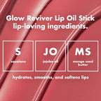 E.L.F. Glow Reviver Lip Oil Stick, Tinted, Non-Sticky & Hydrating For A Soft-Shine Finish, Vegan & Cruelty-Free, Rose Latte