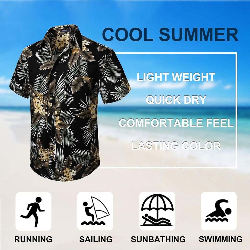 Hawaiian Shirt For Men Casual Summer Short Sleeve Beach Vacation Aloha Hawaii Button Down Shirt Holiday