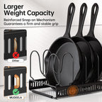 Mudeela Pots And Pans Organizer Rack For Under Cabinet, Expandable 11.81''-22.85'' Pot Lid Kitchen Cabinet Organizer Holder With 10 Adjustable Compartment Cutting Board Organizer For Pan Lid, Bakeware