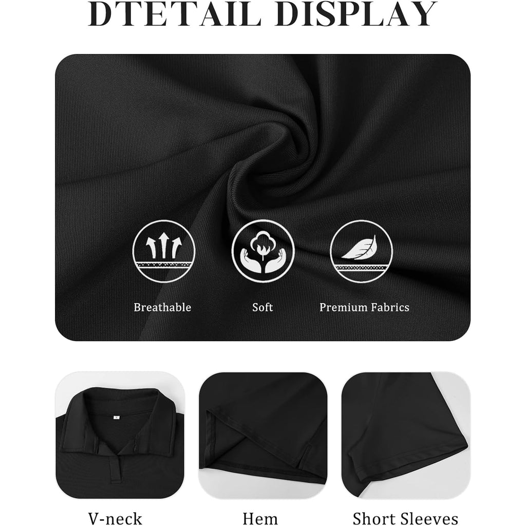 Polo Shirts For Women Business Casual Work Lapel Collared Tops V Neck Summer Golf Polos Tunic Blouse