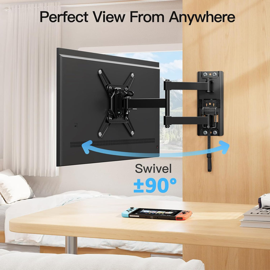 Mountup Lockable Rv Tv Mount For 13-43 Inch Tvs - Full Motion Swivel Rv Tv Bracket With Pull Cord Lock, Space Saving Design For Camper, Trailer, Motorhome, Truck - Max 33Lbs & Vesa 200X200Mm, Mu2101