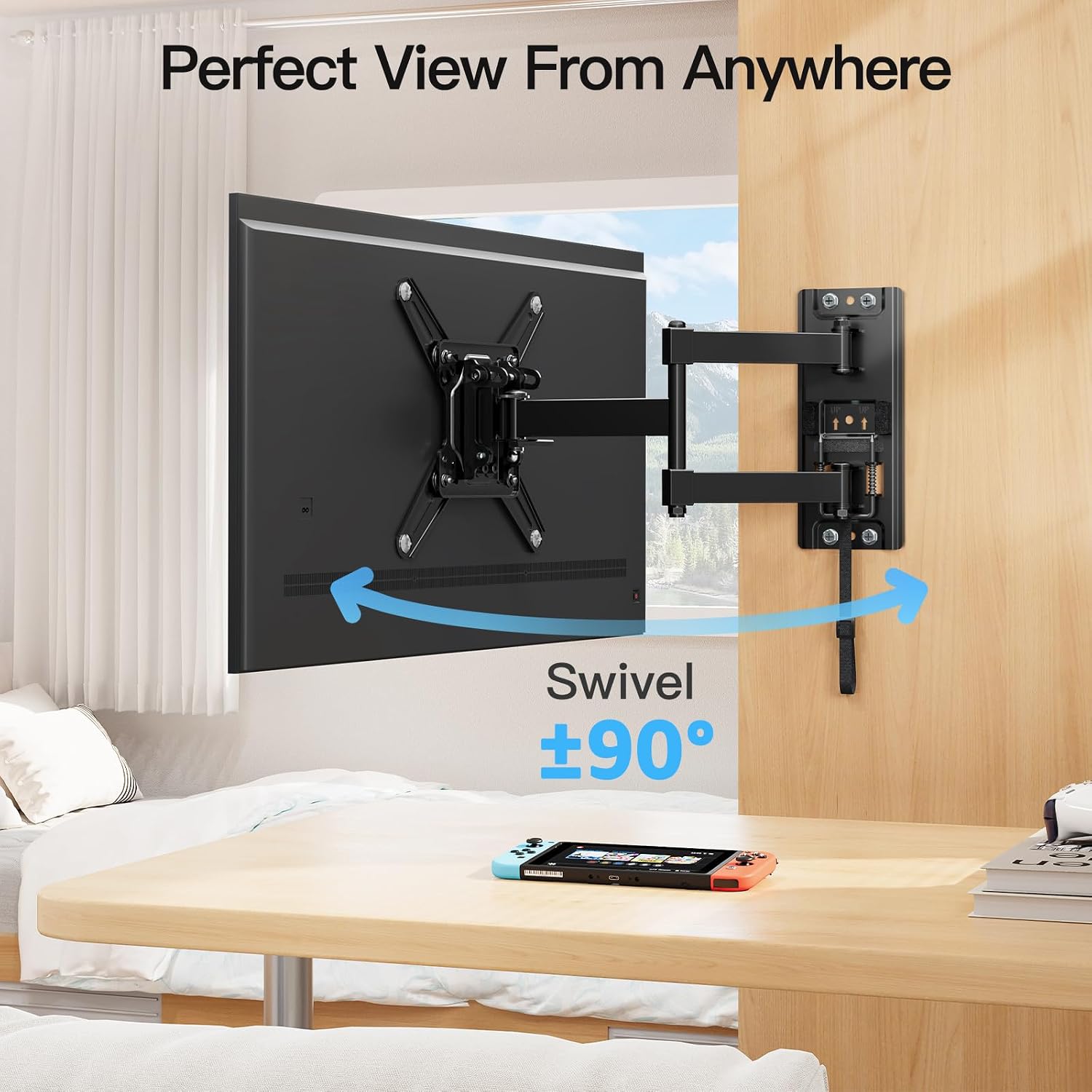 Mountup Lockable Rv Tv Mount For 13-43 Inch Tvs - Full Motion Swivel Rv Tv Bracket With Pull Cord Lock, Space Saving Design For Camper, Trailer, Motorhome, Truck - Max 33Lbs & Vesa 200X200Mm, Mu2101