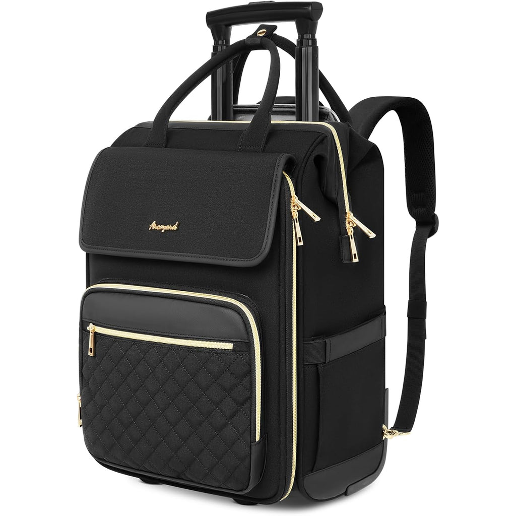 Arcoyard Rolling Backpack For Women, Travel Rolling Laptop Backpack With Wheels, Vertical & Horizontal Storage 2 In 1, Flip-Top Design, Water-Resistant Overnight College Underseat Carry On Luggage