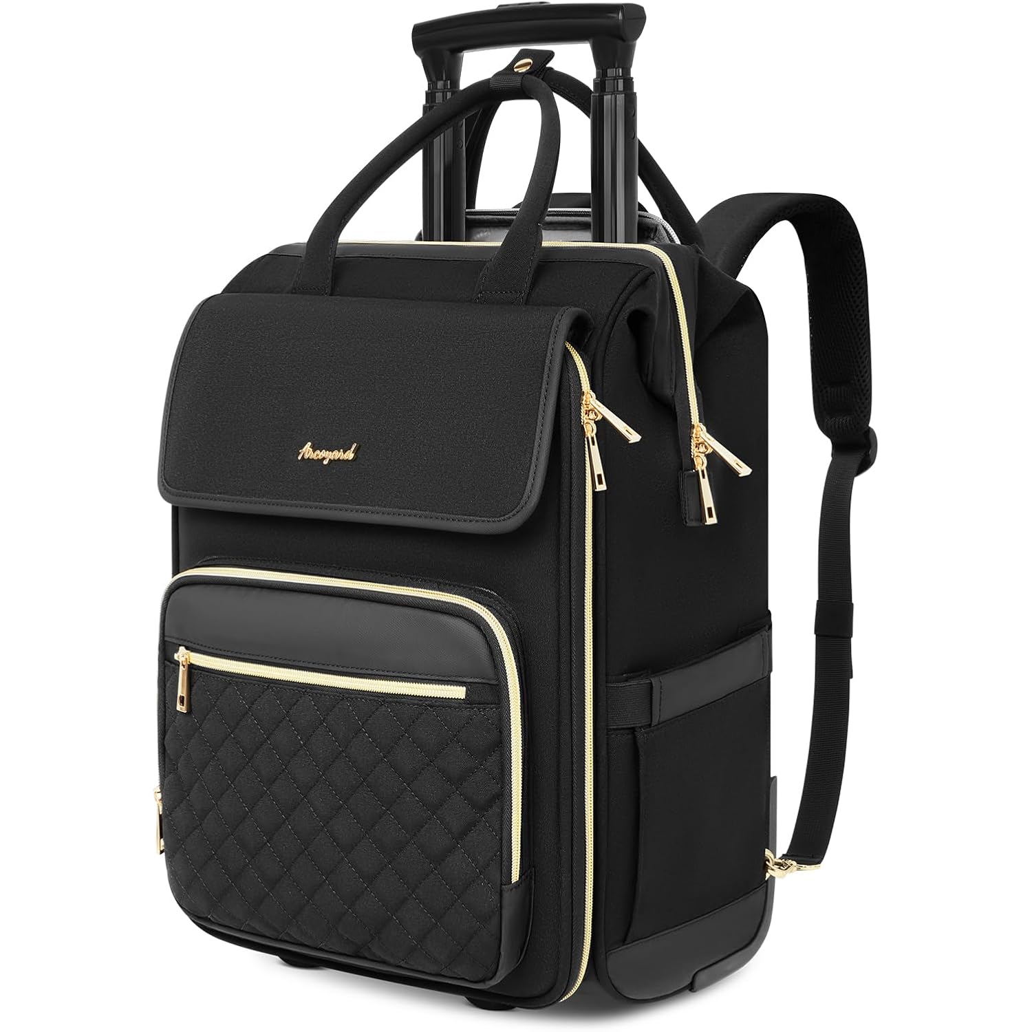 Arcoyard Rolling Backpack For Women, Travel Rolling Laptop Backpack With Wheels, Vertical & Horizontal Storage 2 In 1, Flip-Top Design, Water-Resistant Overnight College Underseat Carry On Luggage