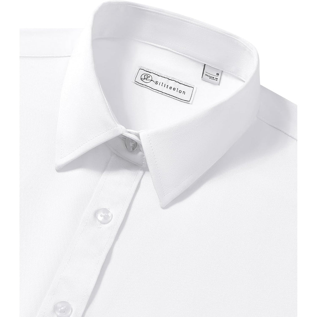 Button Down Shirts for Women: Wrinkle Free Long Sleeve Classic Fit Collared Dress Shirt Solid Formal Office