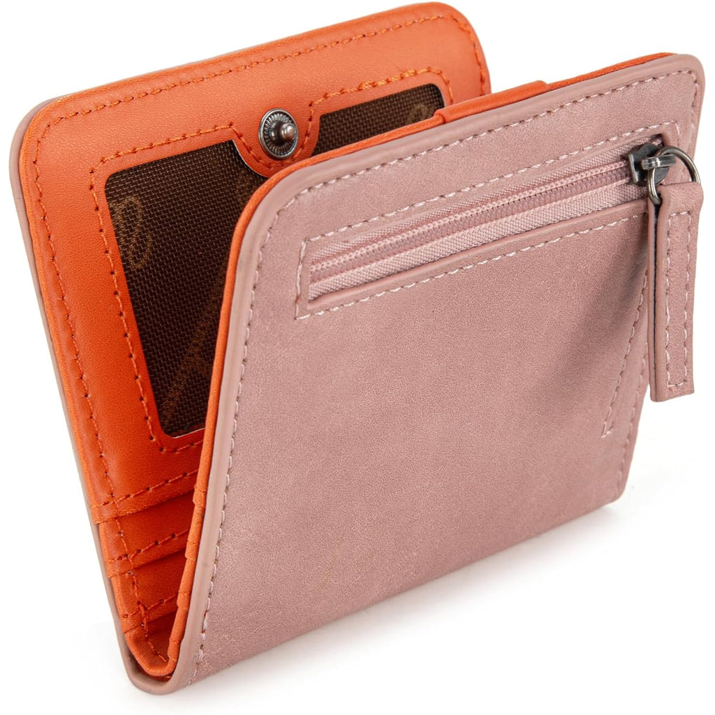 Montana West X Wrangler Womens Wallet Small Pink Mini Wallet Card Cases Money Organizer for Female Ladies with Rfid Lining and A Coin Purse