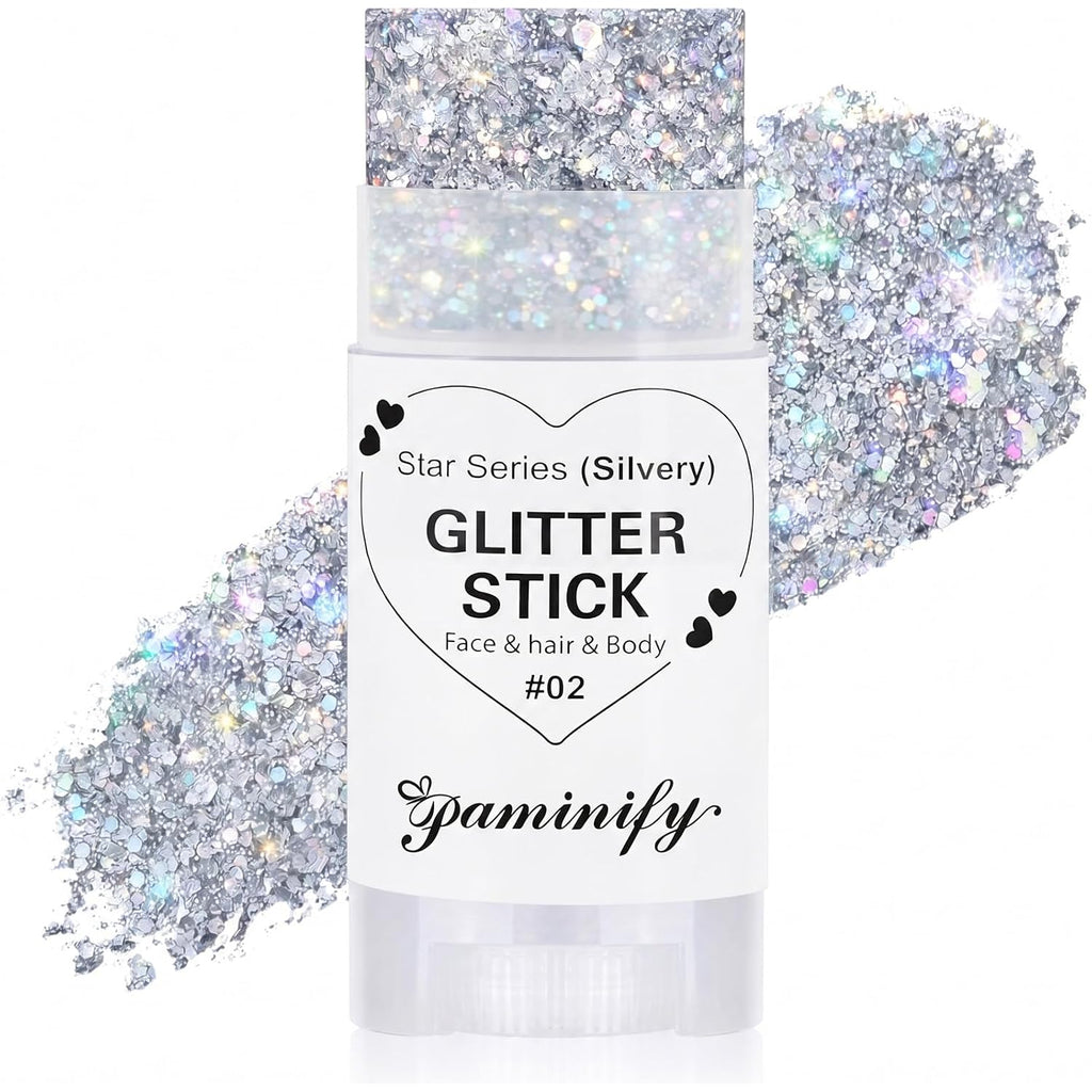 Silver Hair Glitter Stick,Cheer Body Face Glitter,Mardi Gras Outfit For Women,Rave Music Festival Singer Concert Accessories,Waterproof Halloween Cosplay Shimmer Makeup