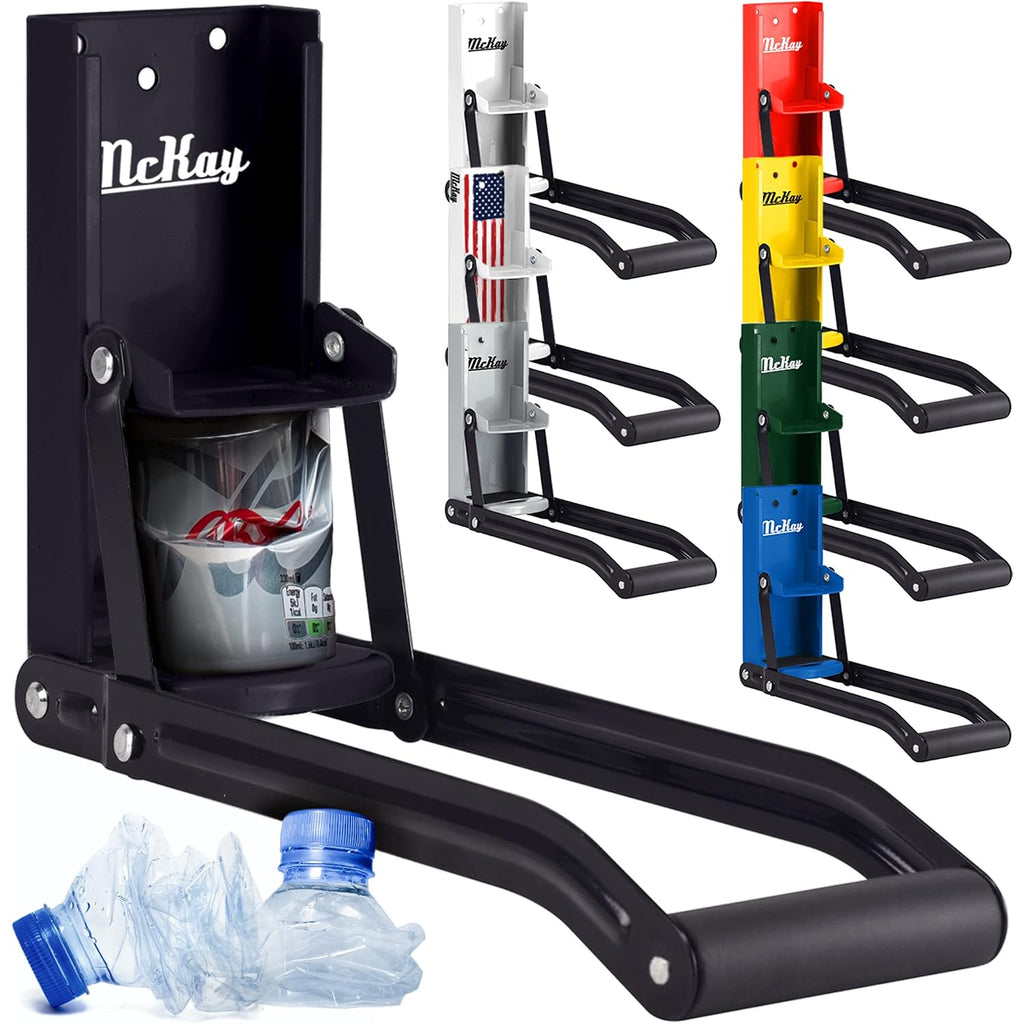 Mckay Metal Can Crusher, Wall-Mounted 12/16 Oz. Smasher - Black | Heavy-Duty Recycling Smasher For Aluminum Seltzer, Soda, Beer Cans And Bottles, Gadgets For Home