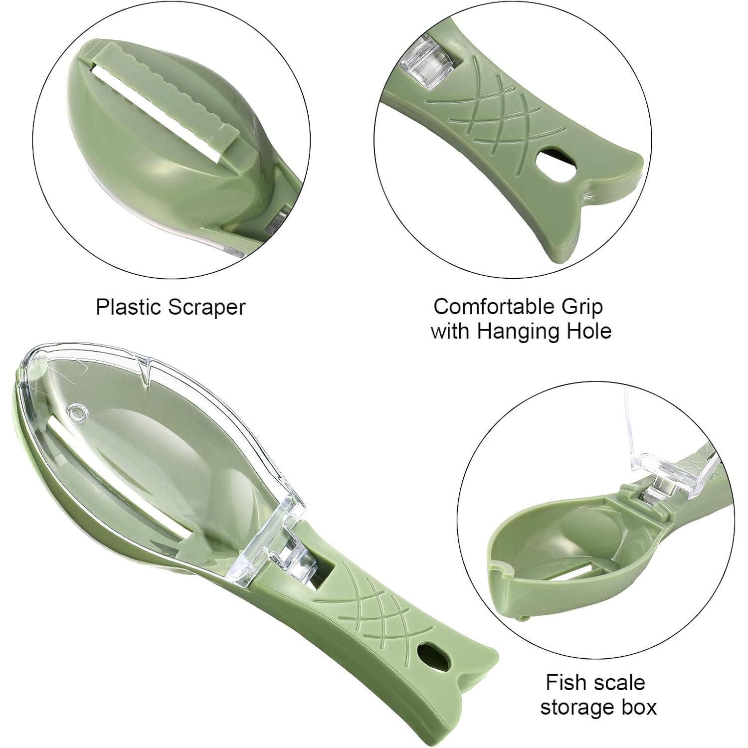 Honoson 4 Pcs Stainless Steel Fish Scale Remover Scaler With Bottle Opener | Fish Skin Peeler, Descaler Cleaner, Stainless Steel Blade, 4 Pack Kitchen Fish Cleaning Tool