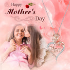 Desimtion Gifts for Mom, Sterling Silver Heart Rose Necklaces for Mom, Valentine's Day Birthday Jewelry Gifts for Women Her Girlfriend Wife