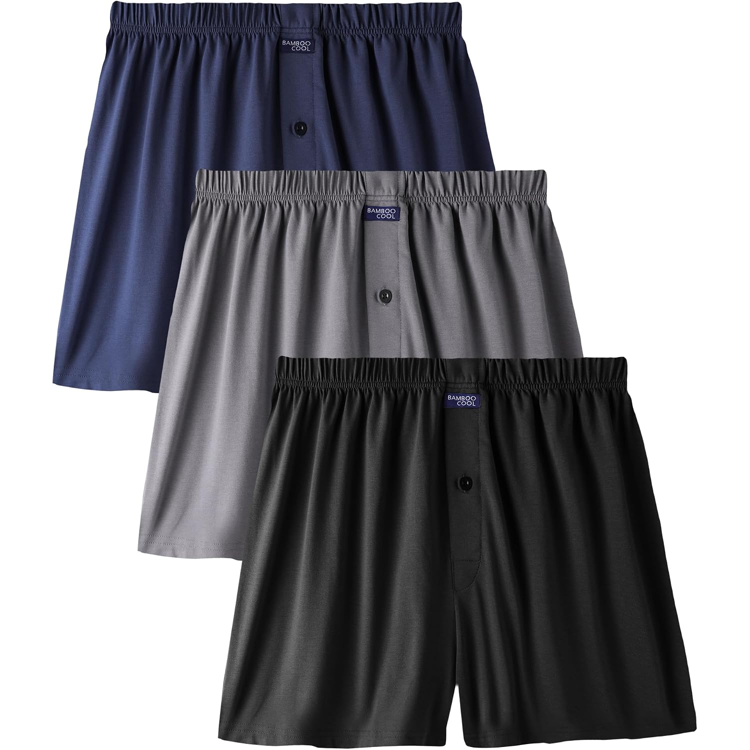 Bamboo Cool Men'S Boxer Short Soft And Breathable Knit Boxers For Men Moisture-Wicking Underwear With Button Fly
