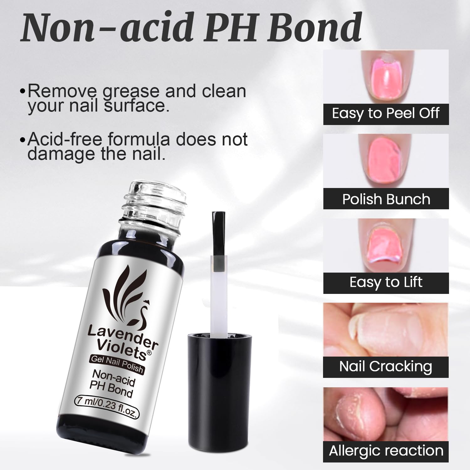 Lavender Violets 6pcs Gel Base and Top Coat Set - Blooming Gel, Glow in the Dark Top Coat, Glossy & Matte Coats, 5 in 1 Builder Base, Non-Acid PH Bond Clear Nail Polish Kit for Manicure C201