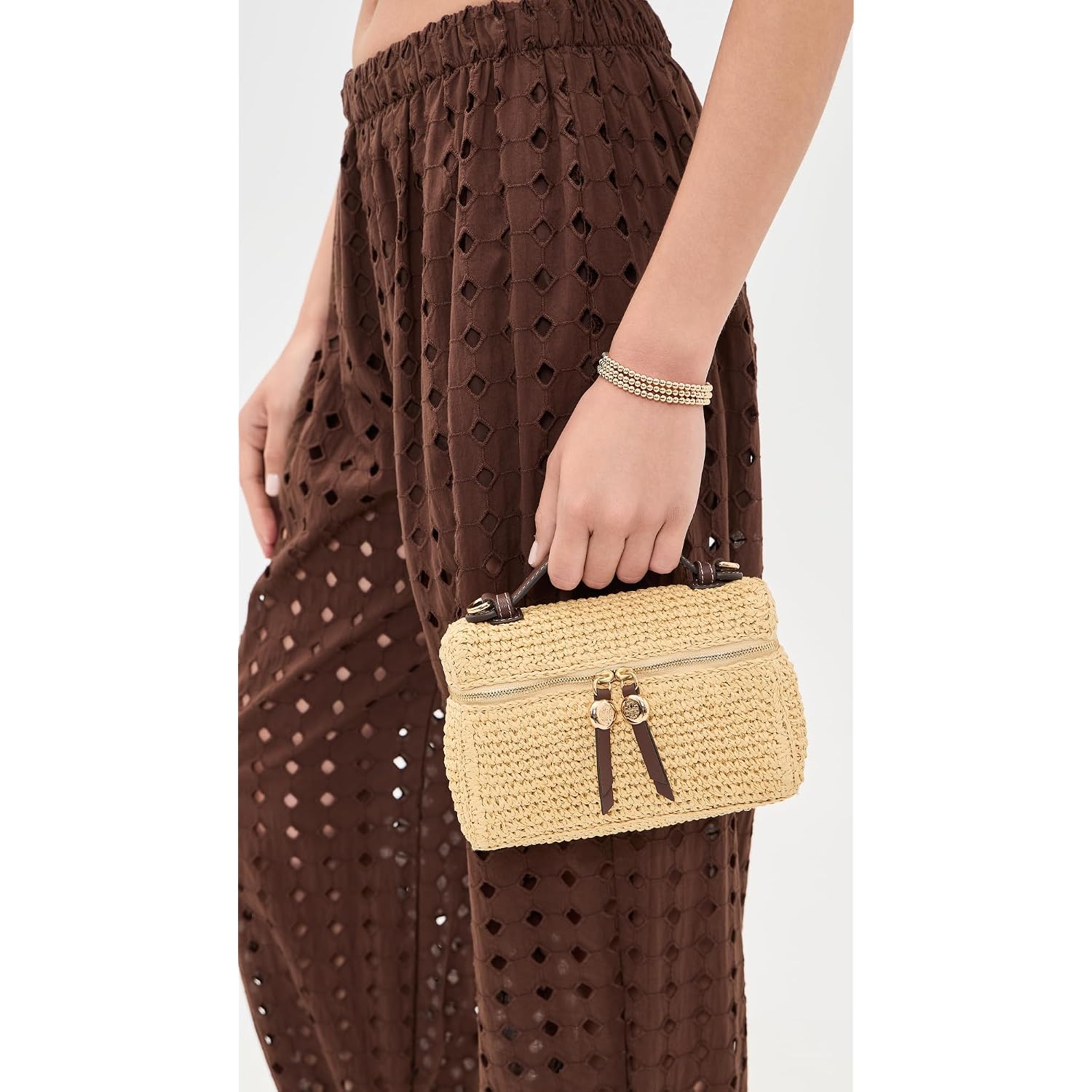 Tory Burch Women'S Romy Straw Slim Top Handle Bag