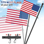Black Flag Poles For Outside House - 5Ft Tangle Free Flag Pole For House,Heavy Duty Metal Flagpole,Outdoor Flagpoles Residential For Porch,Fence (Without Bracket)