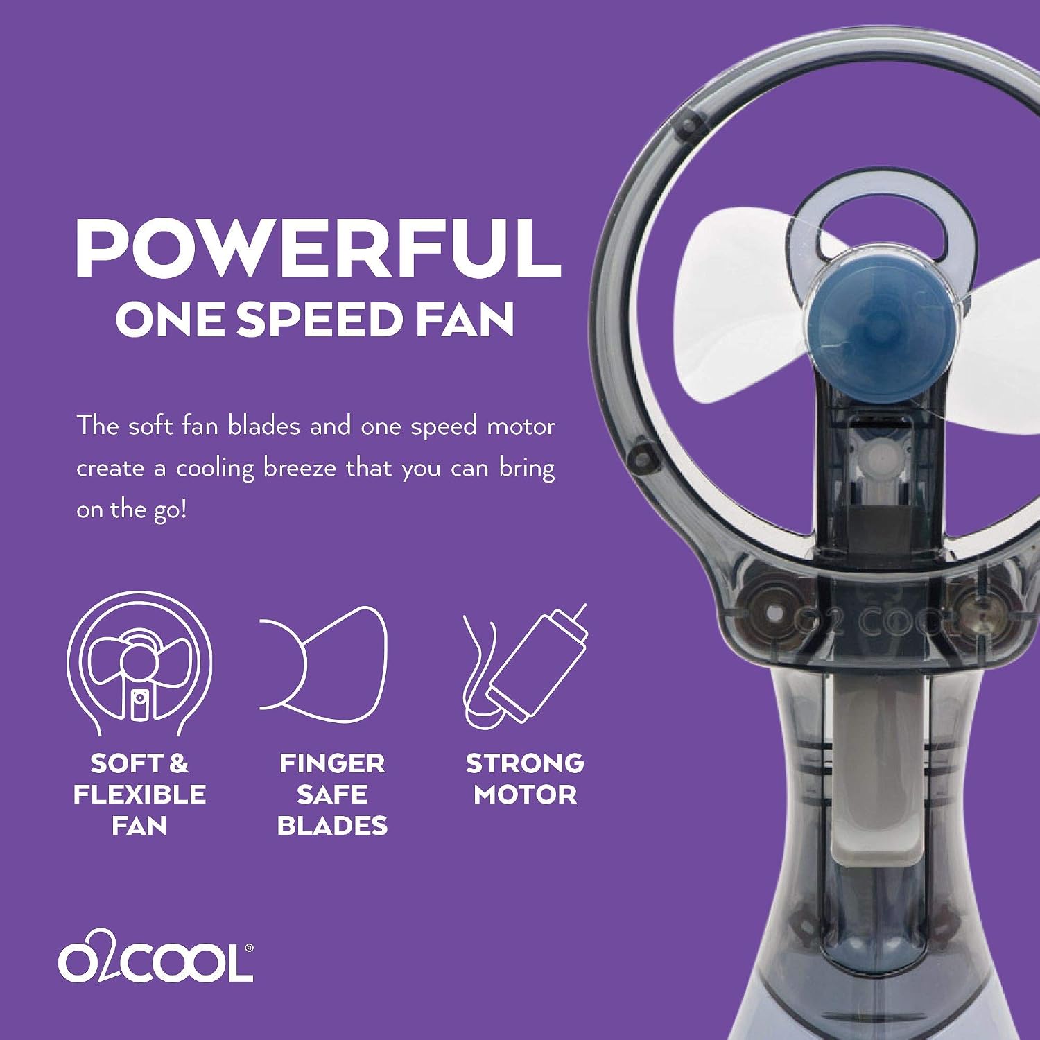 O2Cool Deluxe Handheld Misting Fan Battery Powered Grey | Yes