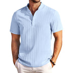 Coofandy Men Casual Henley Tee Shirt Short Sleeve Band Collar Summer Beach Textured T-Shirt
