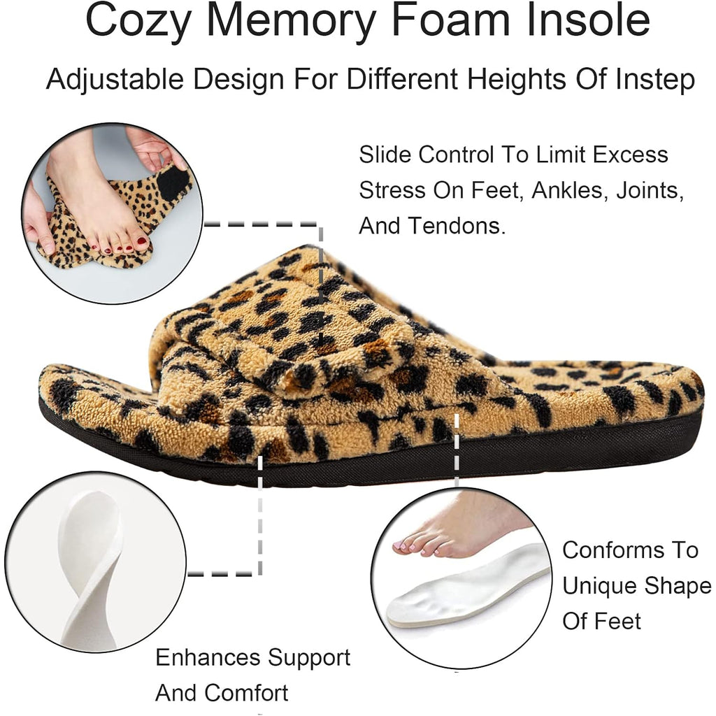 Women'S Orthotic Arch Support Slippers Fuzzy Adjustable Orthopedic Slippers For Plantar Fasciitis Furry Slide For Ladies