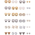 BBTO 24 Pairs Stud Earrings Crystal Pearl Earring Set Ear Stud Jewelry for Women Men