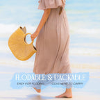 Beach Hats for Women - Sun Hat Womens, Wide Brim Straw Womens Sun Hat with Wind Lanyard Roll Up Foldable UV Protection