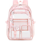 Abshoo Large Clear Backpack For Girls Women School Bookbag Heavy Duty Transparent Backpack (Pink)