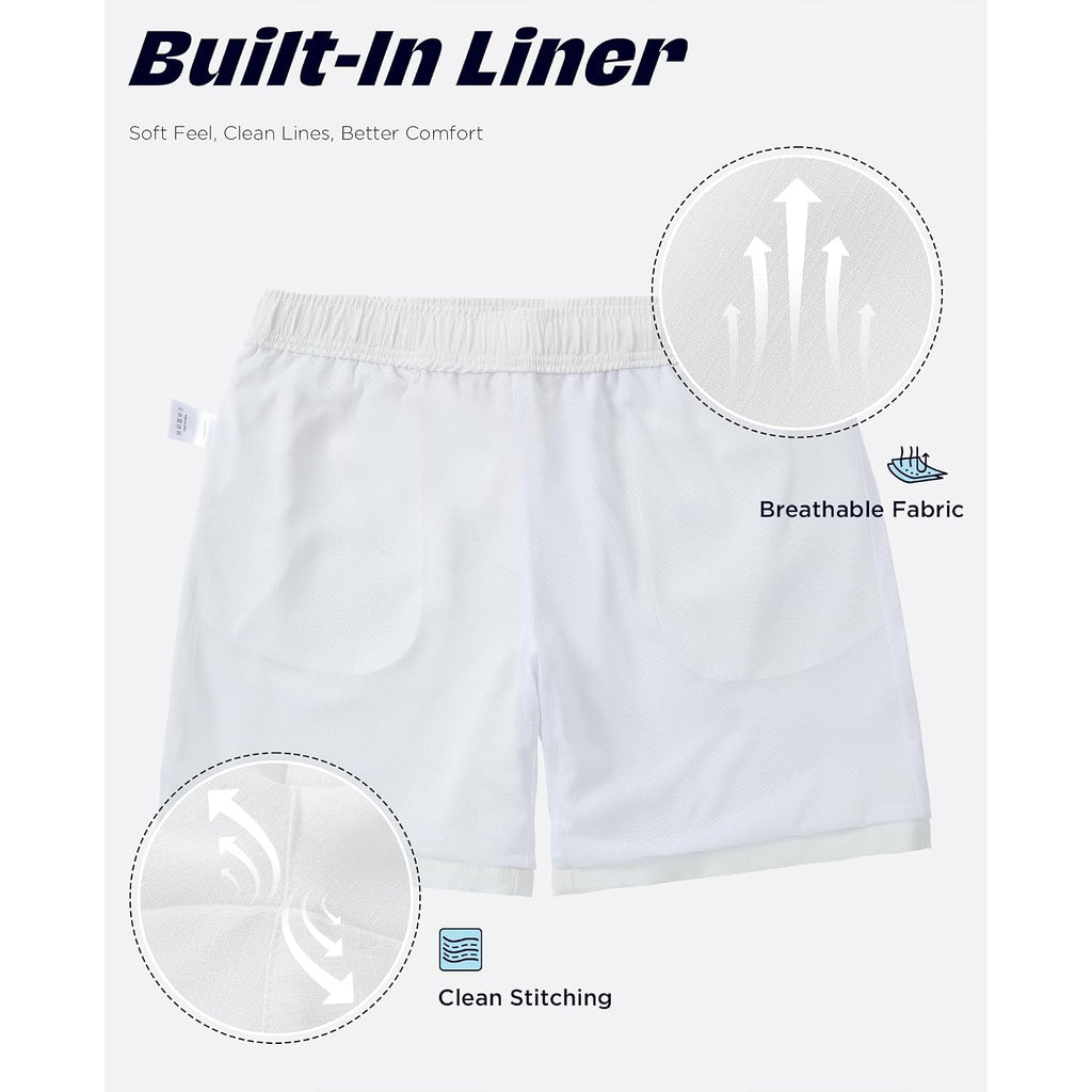 Men'S Casual Shorts Casual Elastic Waist Drawstring 7 Inch Summer Beach Vacation Shorts With Pockets