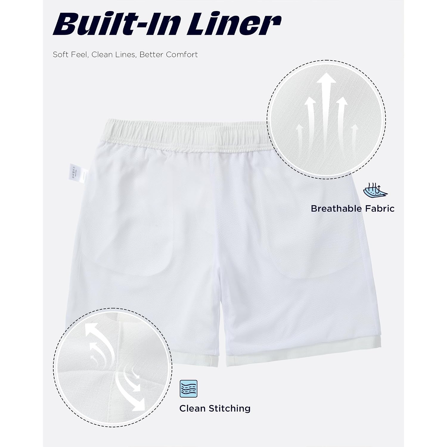 Men'S Casual Shorts Casual Elastic Waist Drawstring 7 Inch Summer Beach Vacation Shorts With Pockets