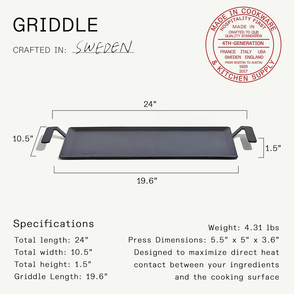 Made In Cookware | Carbon Steel Griddle | Professional Cookware | Crafted in Sweden | Induction Compatible