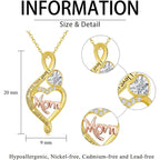 14K Solid Gold Mom Heart Pendant for Women Gold Heart Mom Necklaces with a S925 Sterling Silver Chain Mother's Day Anniversary Birthday Gifts Jewelry for Mom Her Wife Grandma