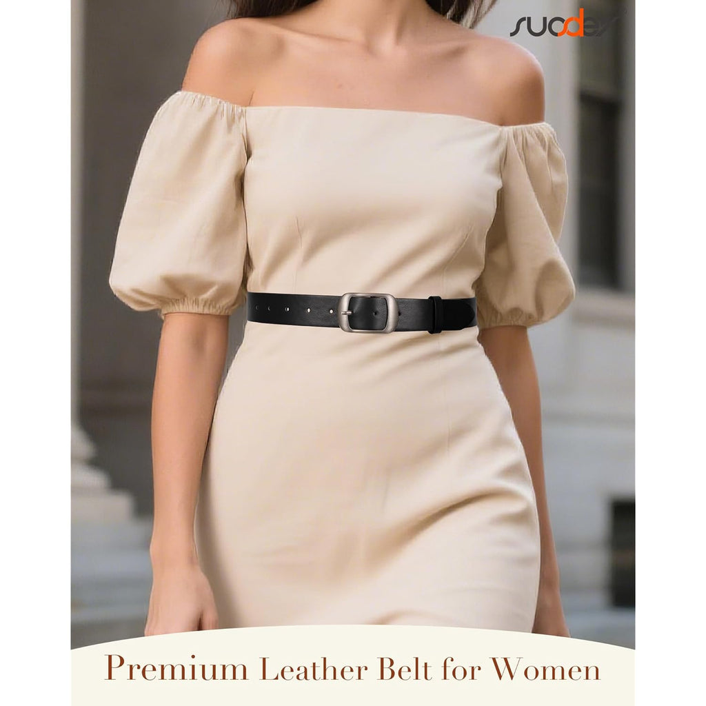 SUOSDEY Women Belts For Jeans Dresses Pants Ladies Leather Waist Belt with Elegant Buckle, Width 1.3"
