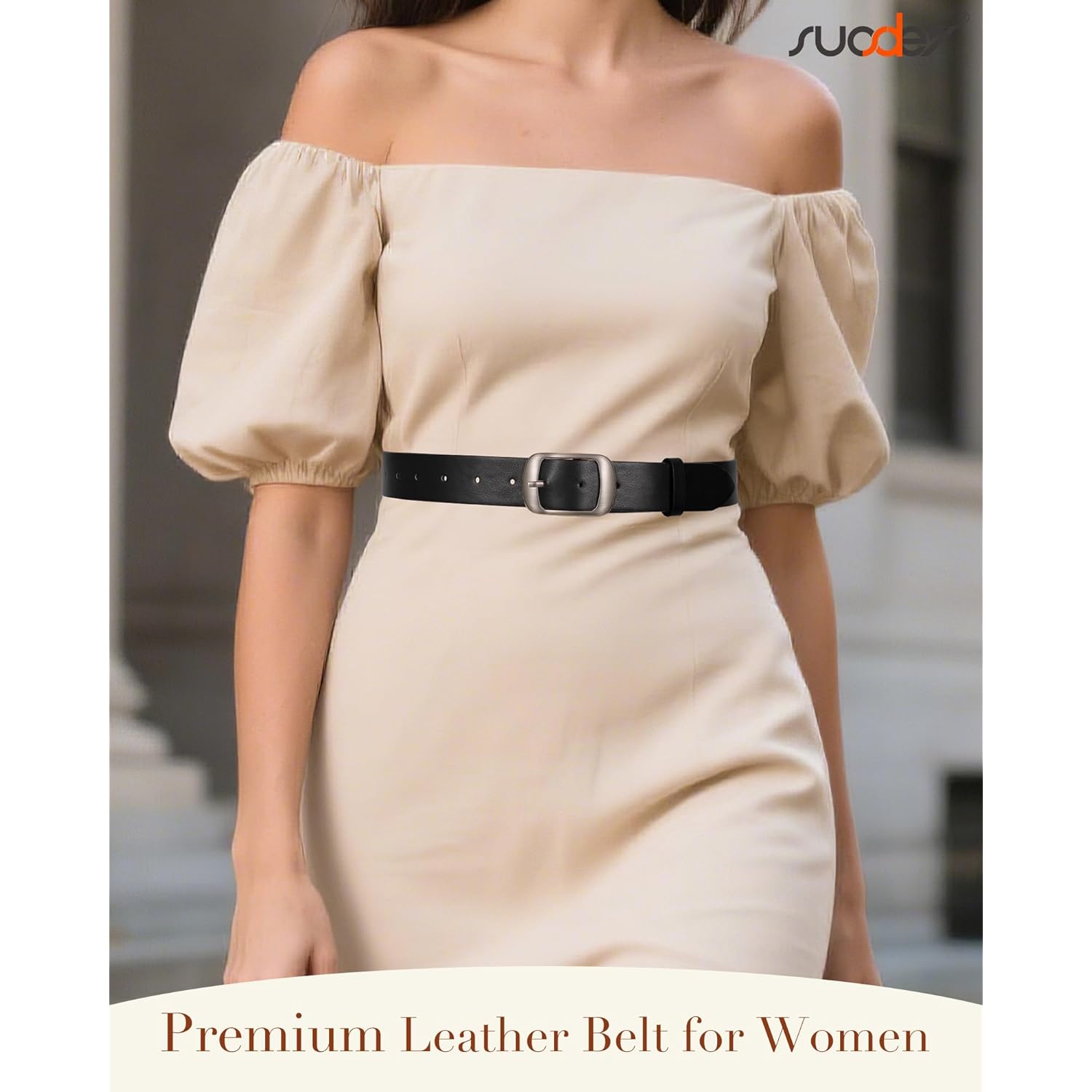 SUOSDEY Women Belts For Jeans Dresses Pants Ladies Leather Waist Belt with Elegant Buckle, Width 1.3"