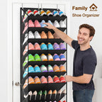 20-30 Pairs Over The Door Shoe Organizer, Clear Pockets Hanging Shoe Storage For Closet, 10-Tier Door Shoes Rack, Handing Shoes Holder Fit All The Family'S Sneakers, Boots, Heels, Black