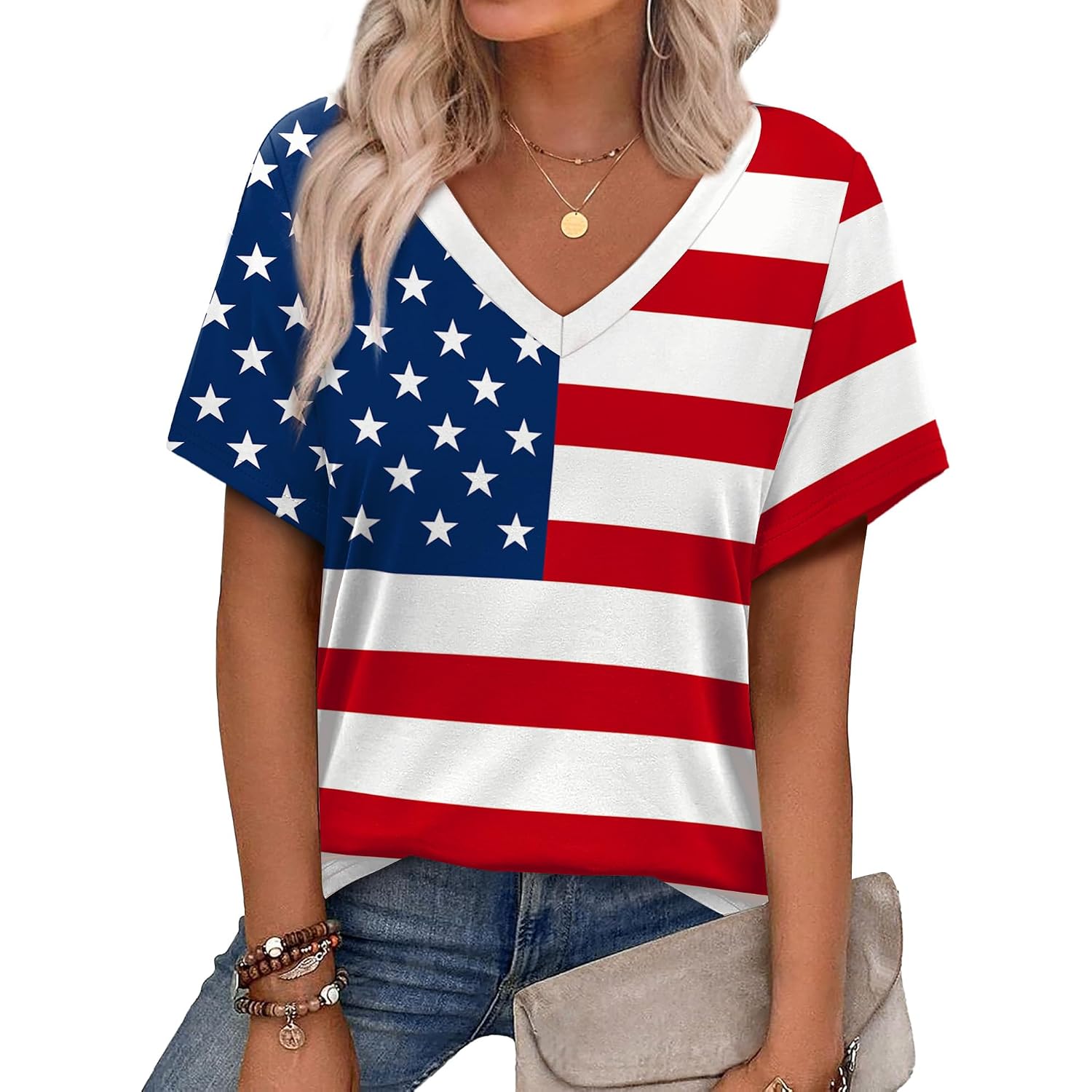 Alaroo Womens Summer Tops 2026 V Neck Short Sleeve Shirts Trendy Dressy Casual Vacation Outfits Printed