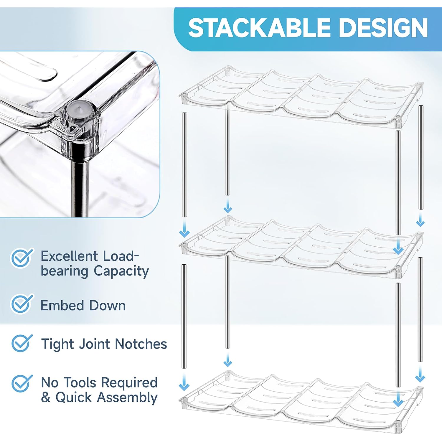Larger Water Bottle Organizer For Stanley 40 Oz Tumbler, Stackable Water Bottle Holder Rack For Cabinet, Kitchen Storage Organizer For For Stanley Cup Accessories, Tumbler Storage Holder, 3 Pack