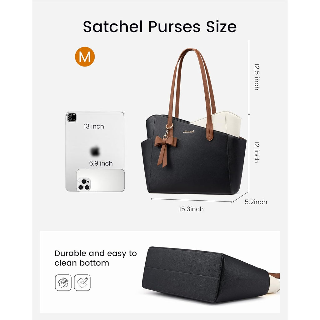 LOVEVOOK Small Tote Purse for Women, 2026 Structured PU Leather Handbags with Top Handle, Elegant Satchel Shoulder Bag