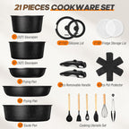 Pots And Pans Set, Nonstick Cookware Set Detachable Handle, Induction Kitchen Cookware Sets With Removable Handle, Non Stick Rv Cookware Set, Dishwasher ＆ Oven Safe (21 Pcs)