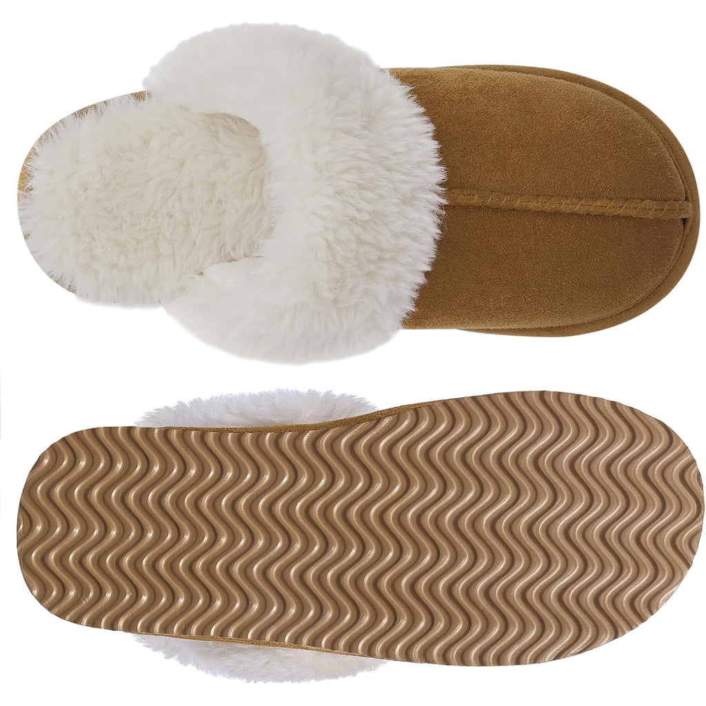 Women'S Fuzzy Memory Foam Slippers Fluffy Winter House Shoes Indoor And Outdoor