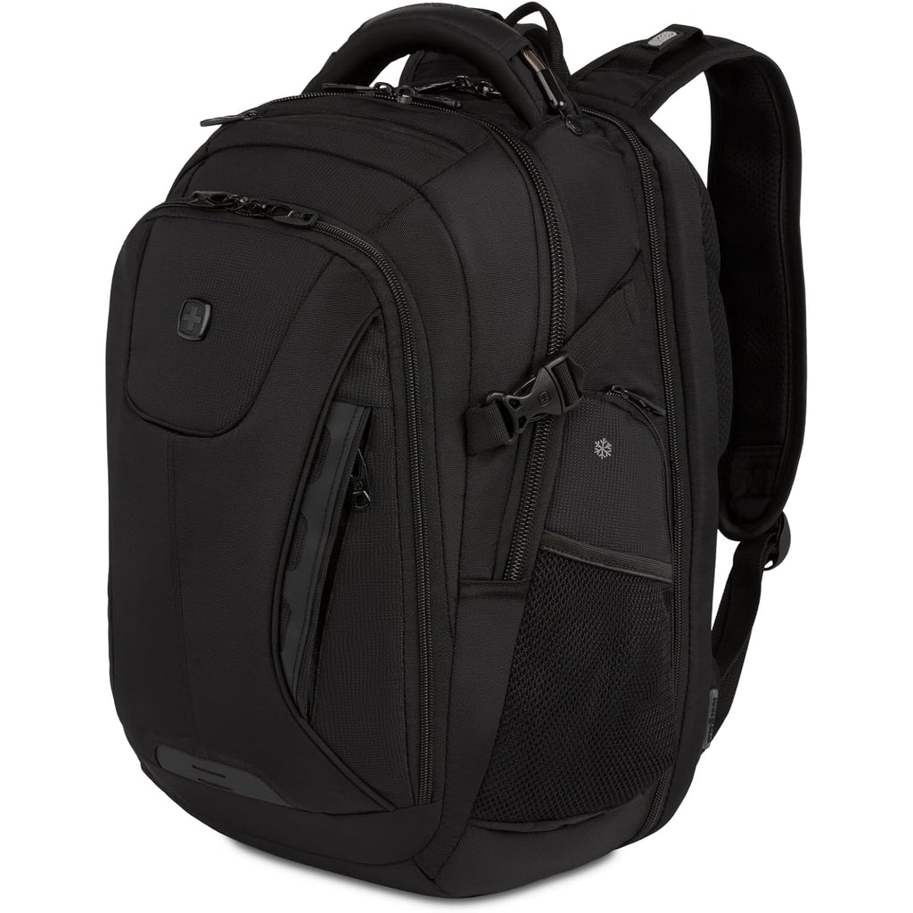 Swissgear Travel Tech Elite Laptop Backpack – Fits Laptops Up To 16” – Scansmart Tsa-Friendly Backpack With Usb Port, Shoe Compartment & Organizer Pockets – Black