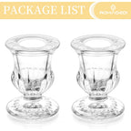 Romadedi Glass Taper Candle Holders - Clear Small Candlestick Holder Bulk, Thicker Glass Candle Sticks Set for Wedding Christmas Party Dining Table Table Centerpiece Decor, 2Pcs