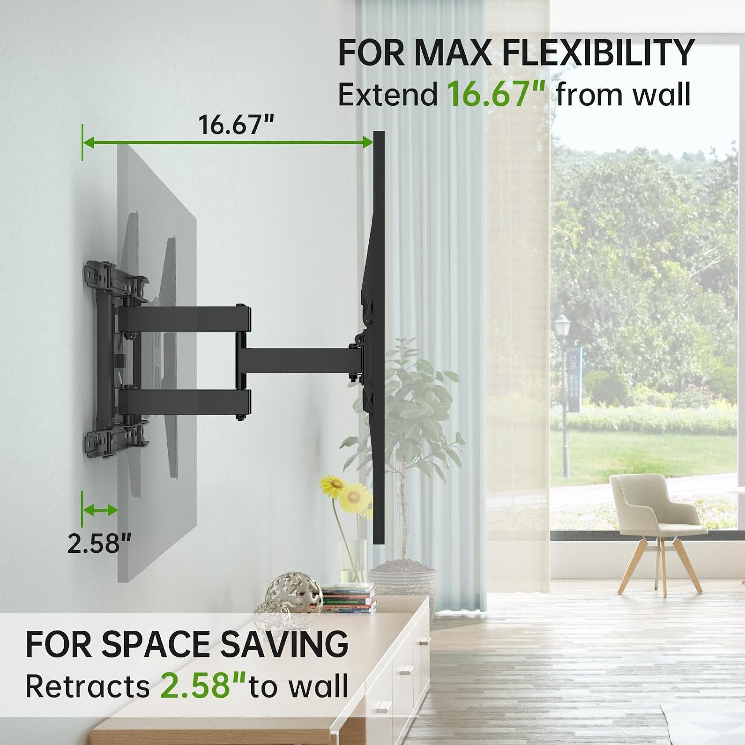 Usx Mount Ul Listed Tv Wall Mount For 42"-84" Tvs Up To 110Lbs And 8"-24" Wood Studs, Tv Mount With Tilt, Swivel & Extension, Wall Mounts Bracket With Dual Articulating Arms, Max Vesa 600X400Mm