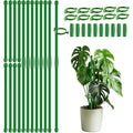 20Pcs Plant Support Stakes 17 Inch Supking Garden Orchid Sticks Extended To 3Ft 4Ft 5Ft Plant Poles With Clips For Indoor Outdoor Potted Tomato Rose Amaryllis Vegetables Comes With 20 Ties（Green）
