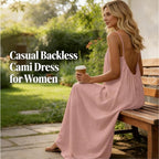 Backless Cami Dress, House Dress Backless Dress, Cami Lounge Dress House Dress Open Back Dress For Women Casual Summer