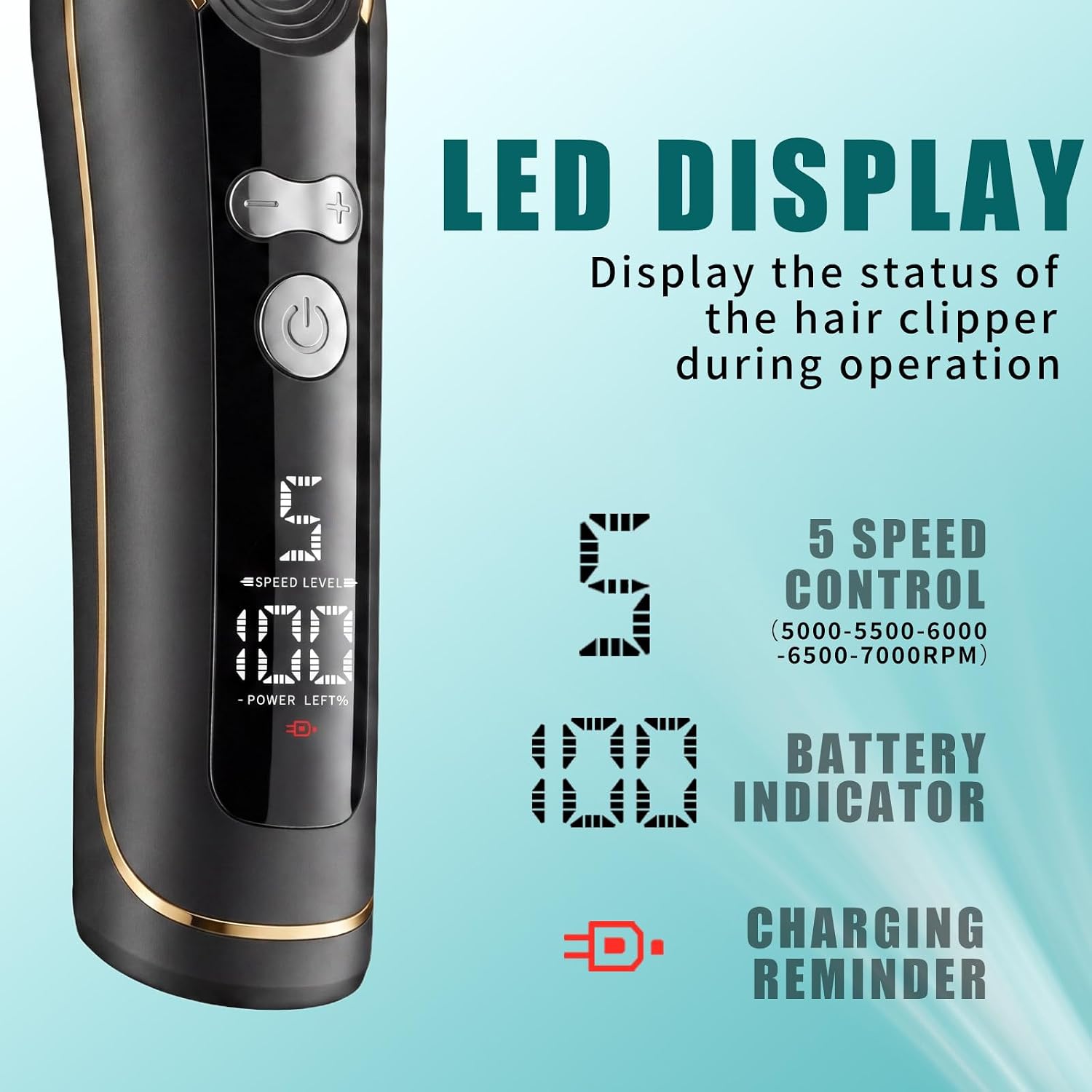 Vgr 299 Hair Clippers For Men, Professional Hair Trimmer For Men, Cordless Barber Clippers With 5-Speed Levels & 7000Rpm Motor, Zero Gap Trimmer With Ceramic Metal Blade For Fade And Line Up, Black