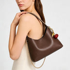 Small Hobo Bags For Women Cherry Shoulder Bag Purse Faux Leather Tote Handbag Trendy Chain Crossbody Bag