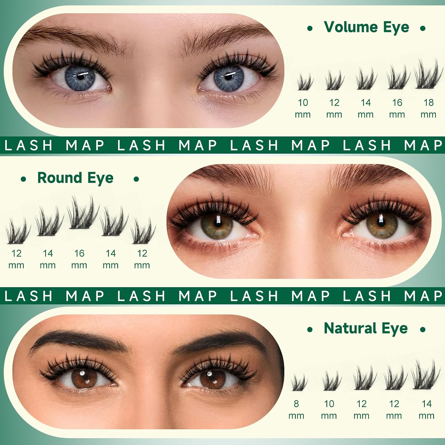 KEYYOU Lash Clusters Manga Lashes 8-18mm C Curl Wispy Eyelash Clusters Ultra-Thin Natural Lashes Cluster with Spike Eyelash Extensions Fairy False Eyelashes individual at home（F04,8-18mm）